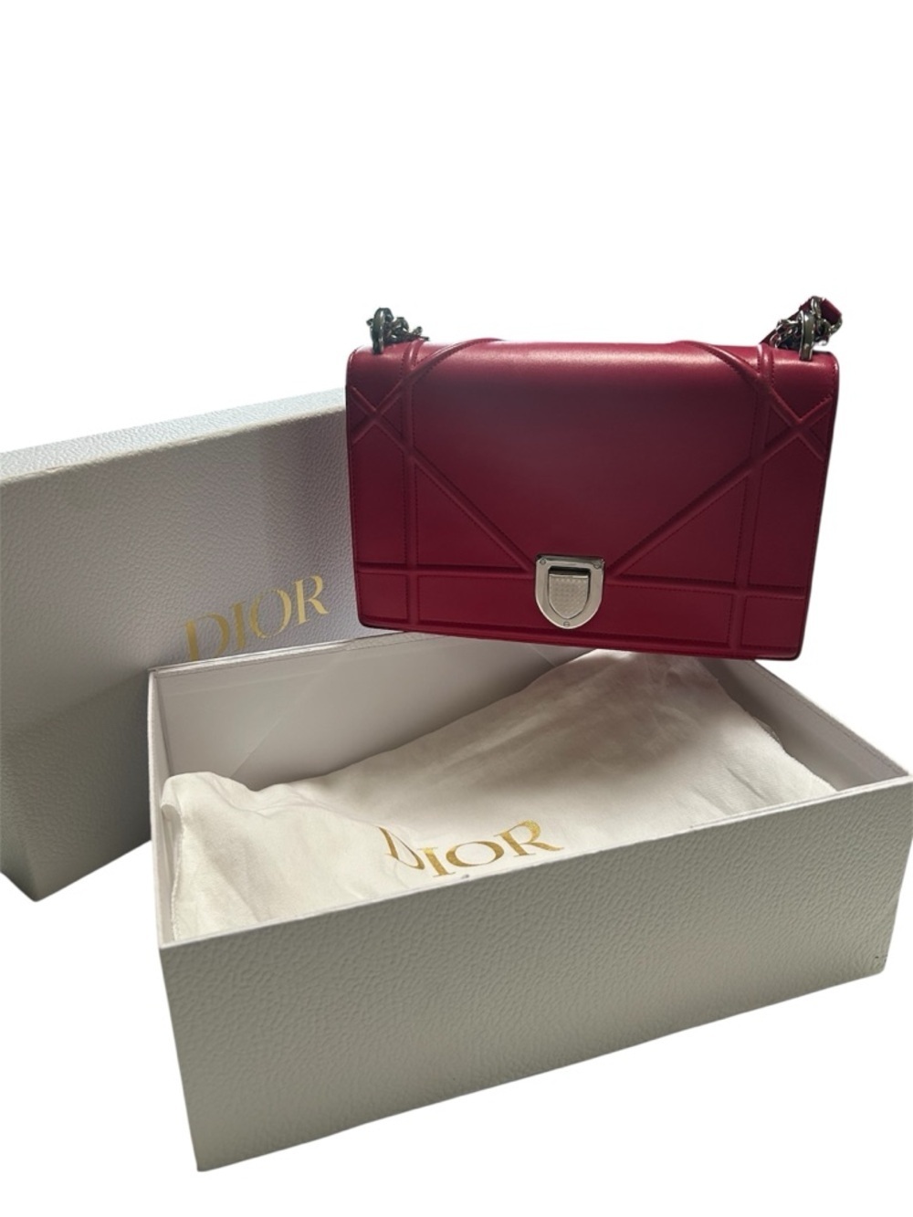 Dior Diorama Magenta Pink with Silver Chain Strap